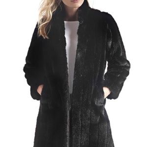 Black 'Fabulous Furs" Knee Length Faux Fur Coat!